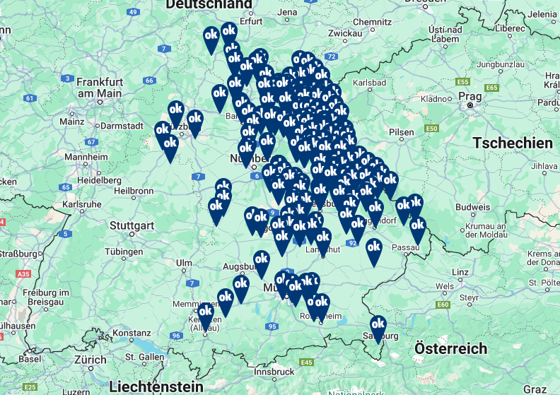 Übersichtskarte der VVK von okticket.de